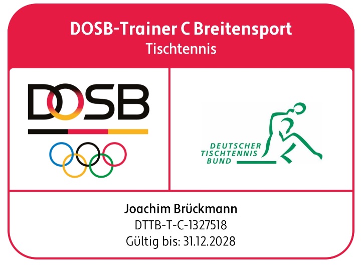DOSB coach licence Trainer C, table tennis